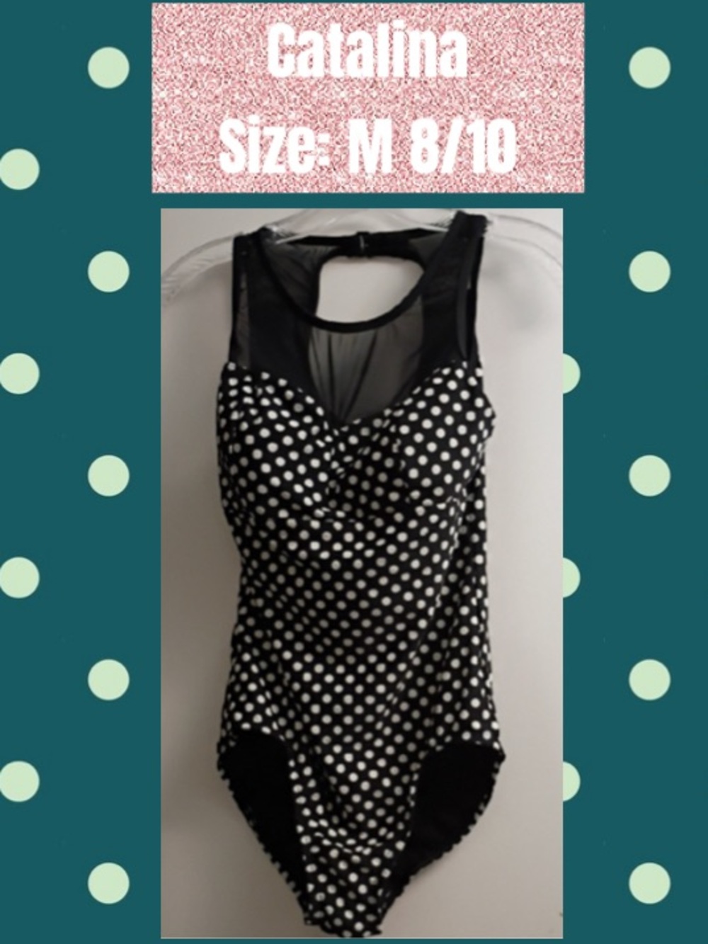 Catalina Black One-Piece Swimsuit with White Polka Dots